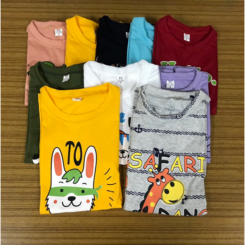 เสื้อยืดเด็ก ขายส่ง แพ๊ค 10 ตัว ตัวละ 31.฿ คละสีคละลาย ใส่ได้ทั้งผู้หญิงและผู้ชาย ไม่ย้วย ไม่หด สินค้าใหม่ พร้อมส่ง