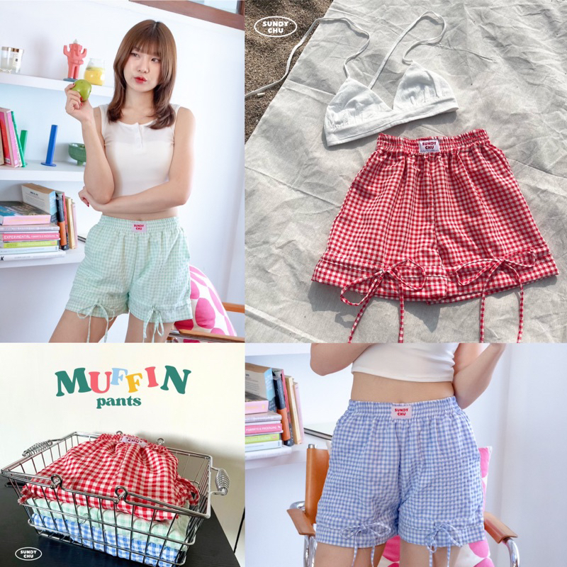 muffin pants กางเกงขาสั้นลายสก๊อต