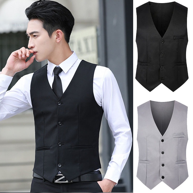 Vest ชุดสูทผู้ชาย ผู้ชายเข้ารูปพอดีเสื้อกั๊กสูท เกาหลีไซส์ใหญ่ผู้ชายเสื้อกั๊กผู้ชาย