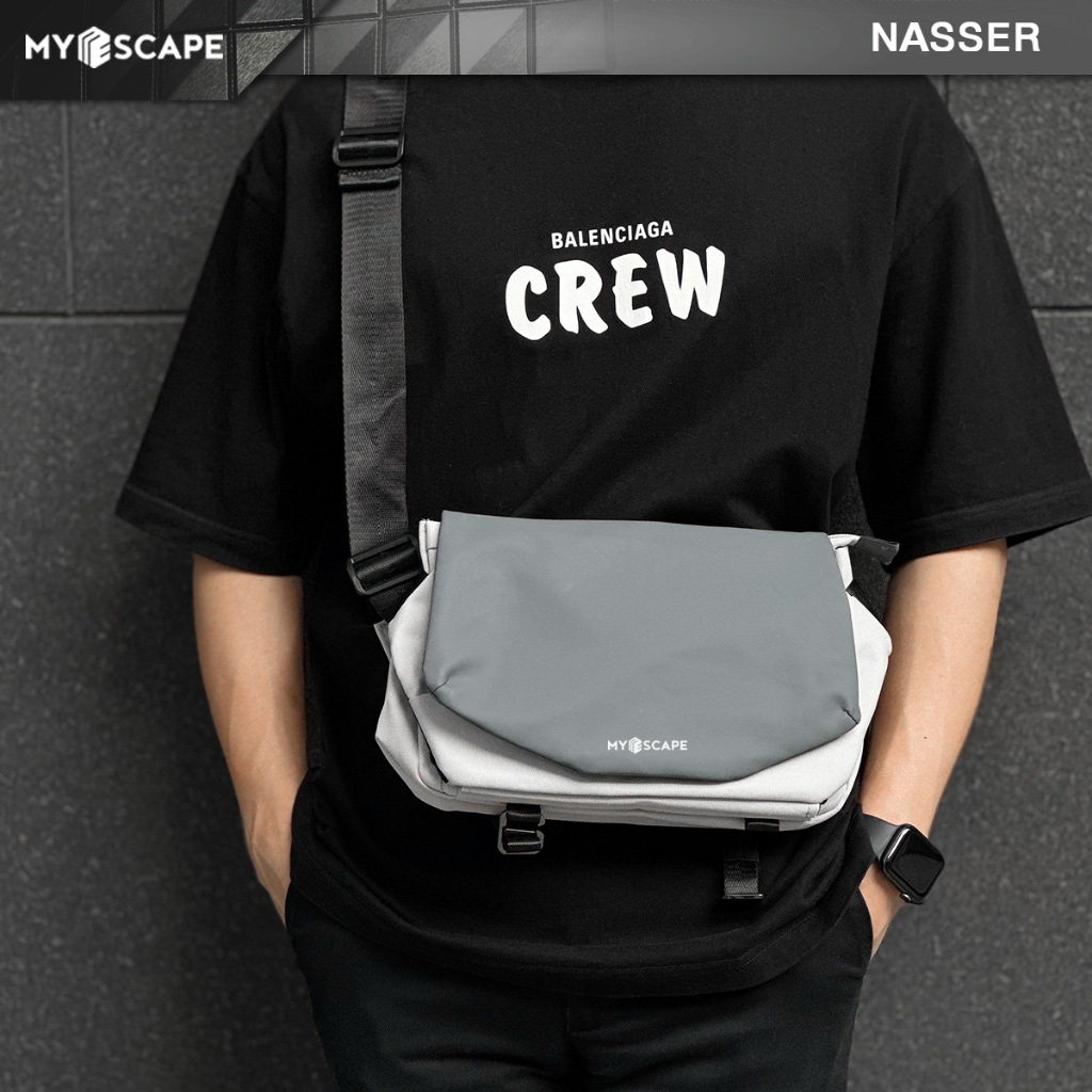 ซื้อ กระเป๋าสะพายข้าง รุ่น NASSER BY MYESCAPEBAG (ตัวล็อคเป็นแม่เหล็ก+ช่องใส่ขวดน้ำ+ สายรัดขาตั้งกล้องหรือร่ม)