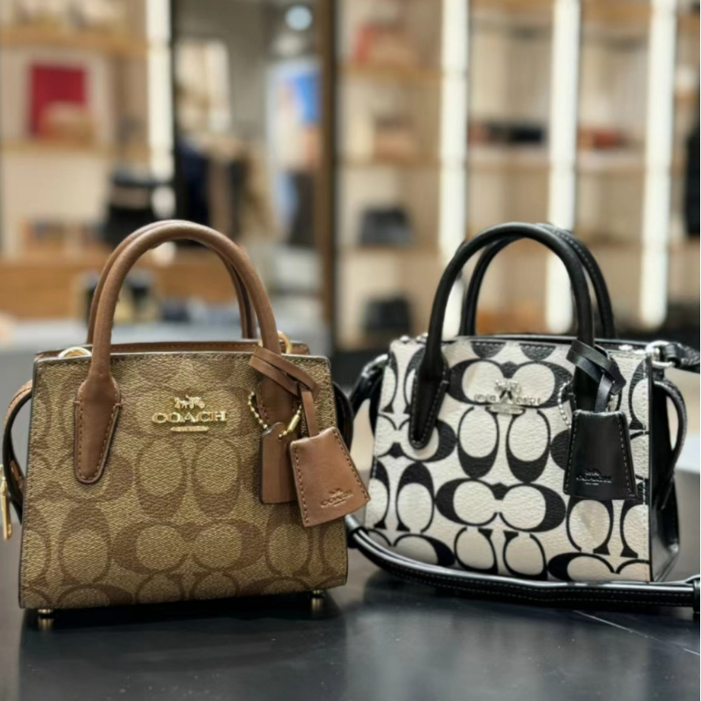 แท้ % Andrea Mini Carryall CO973 CO974 CO975 ผู้หญิง กระเป๋าสะพายข้าง COAC H กระเป๋า มินิ ที่จับด้านบน ที่จับด้านบน