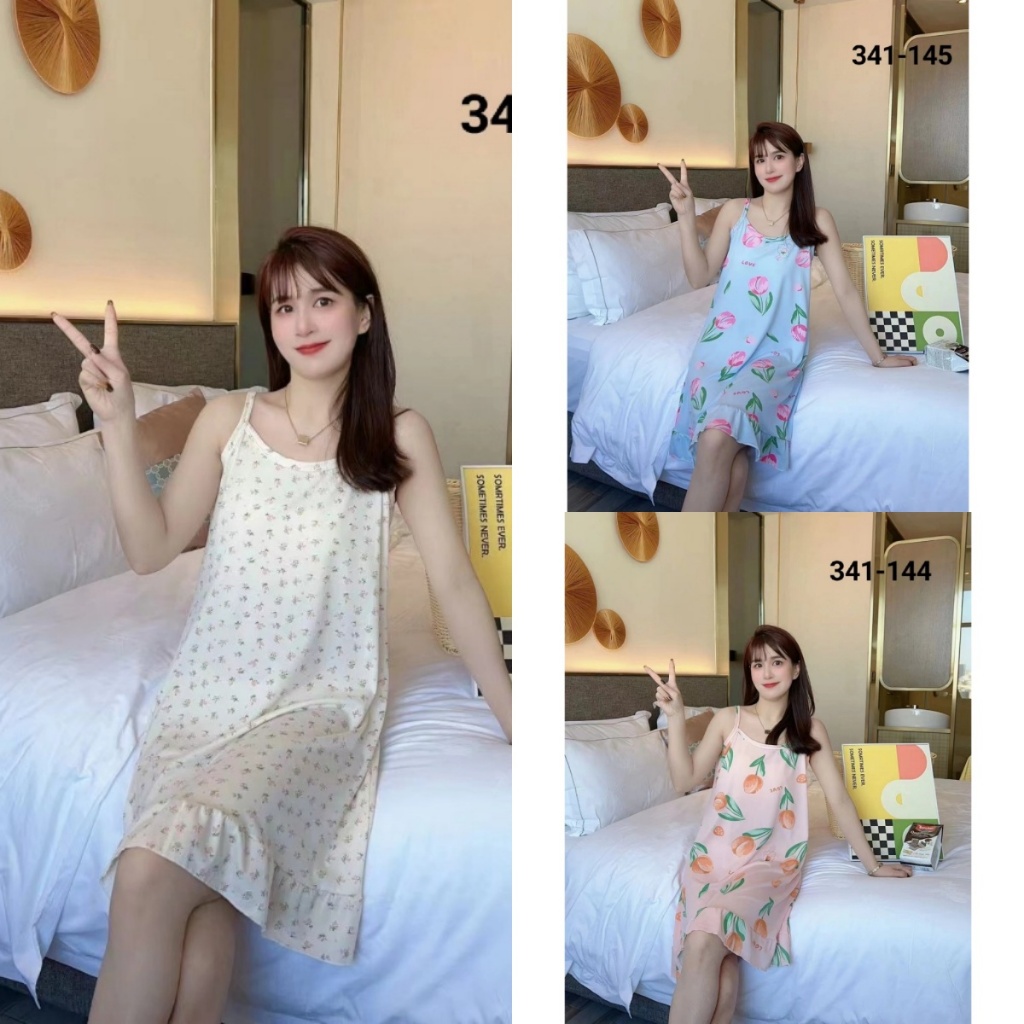 ชุดนอนสายเดี่ยว น่ารัก กระโปรง ชุดนอนสายเดี่ยวกระโปรง ผ้านิ่ม ใส่สบาย ลายพิมพ์บางเฉียบ ใส่ได้ทั้งคนผอมและคนอ้วน Q341
