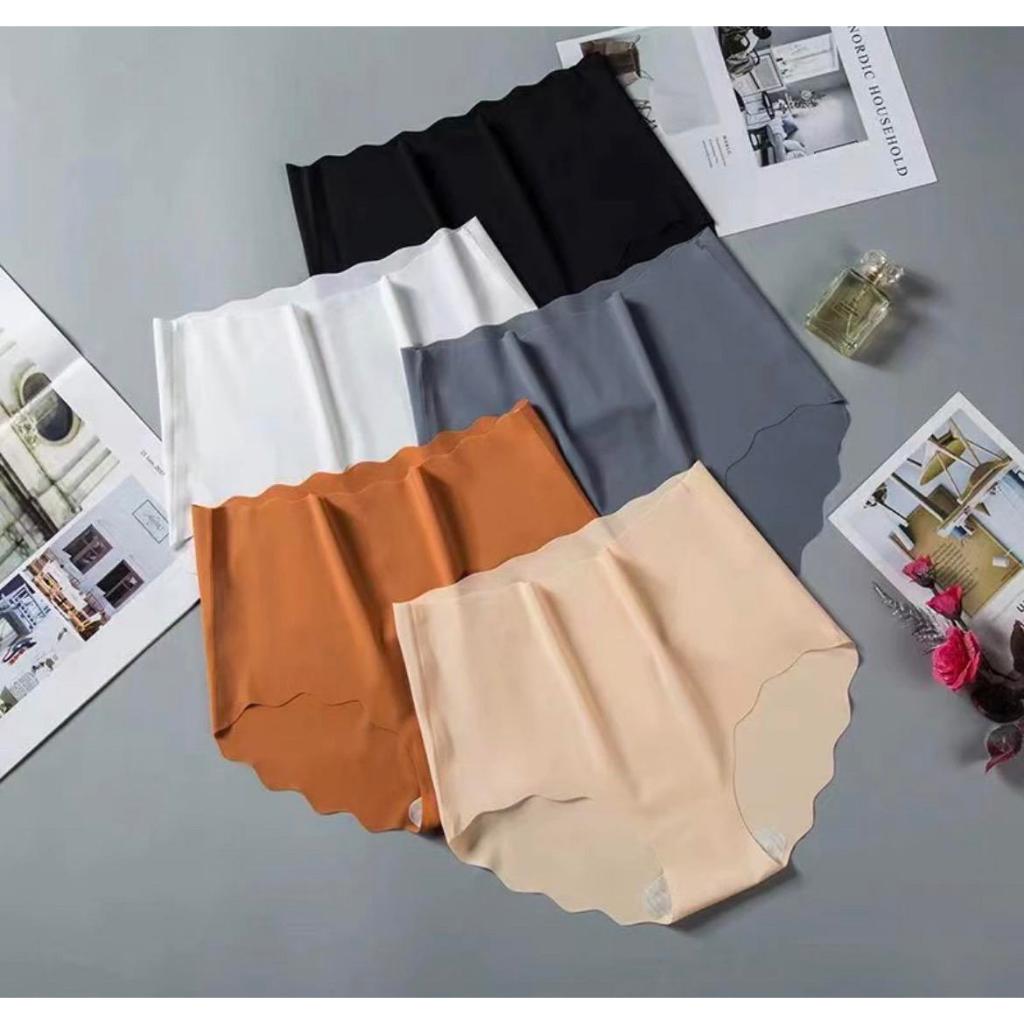U05 กางเกงในไร้ขอบเอวสูง กางเกงในใส่สบาย ผ้านิ่ม ขอบหยัก