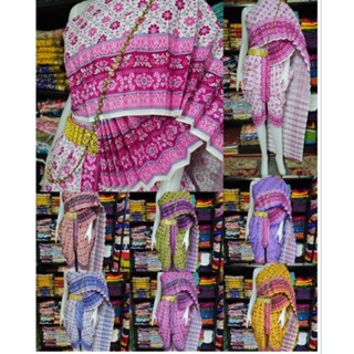 ชุดไทยลายดอกไม้ผ้าคอตตอลพิมพ์ลาย