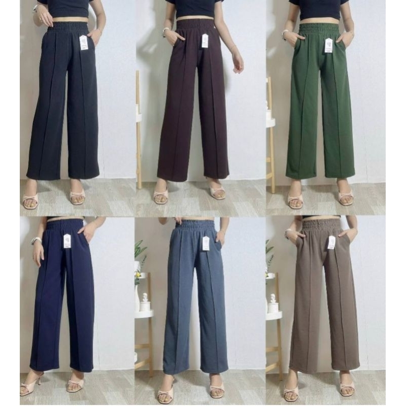 กางเกงผ้าวูลเวฟ เอวหนา ผ้าเบาใส่สบาย ทรงสวย