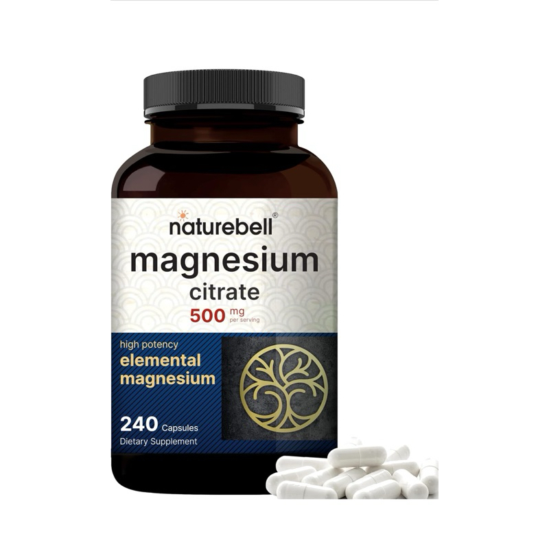 Magnesium Citrate 500mg, 240* Capsules | High Purity Elemental Form – Extra Strength | Essential Mineral for Heart