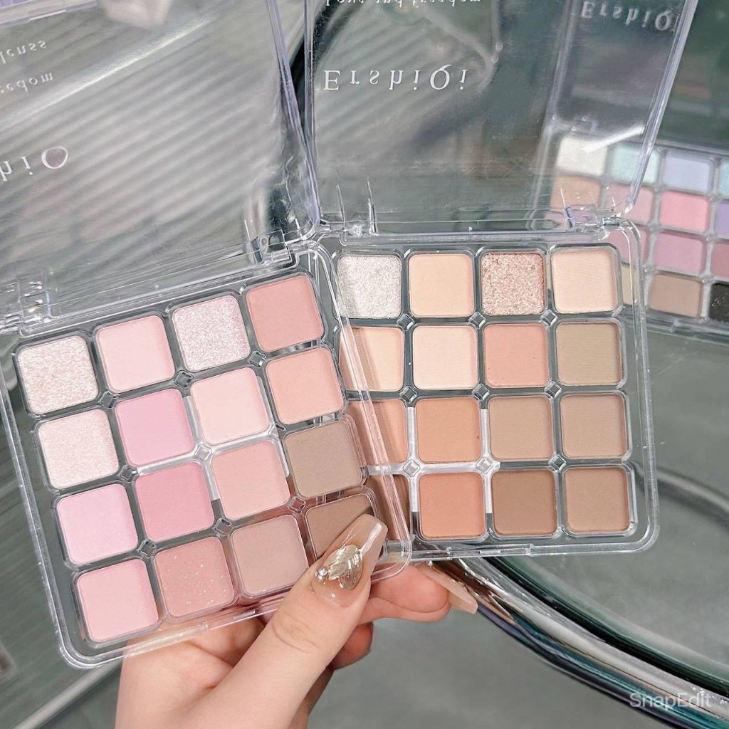 Ershiqi 8209 พาเลทอายแชโดว์ พาเลททาตา แต่งตา หลายสี เนื้อดินน้ำมัน แมท ชิมเมอร์ กลิตเตอร์ สีชมพู น้ำตาล กันน้ำ กันเหงื่อ