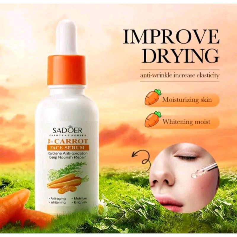 เซรั่ม แครอทvc  บำรุงผิวหน้า  99 % + B1+B2 ลดความหมองคล้ำ 30ml.