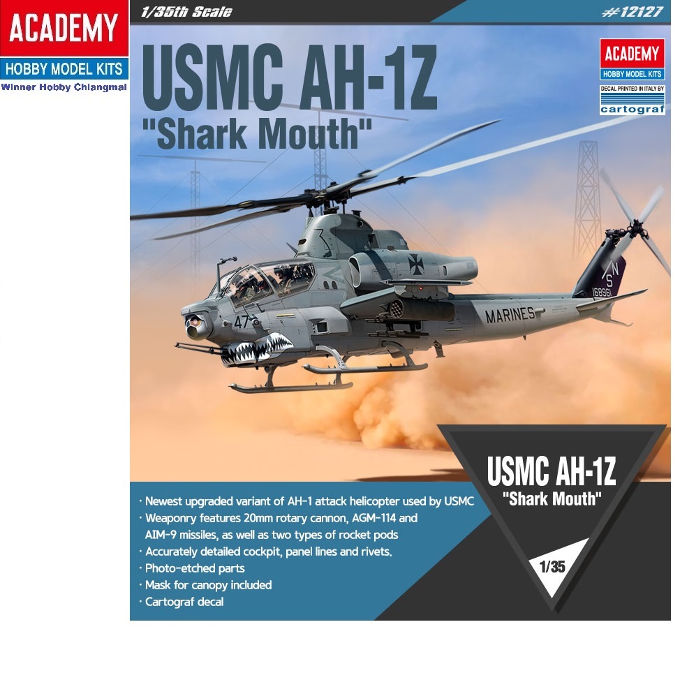 โมเดลเฮลิคอปเตอร์ Academy 12127 USMC AH-1 Z VIPER Shark Mouth scale 1/35