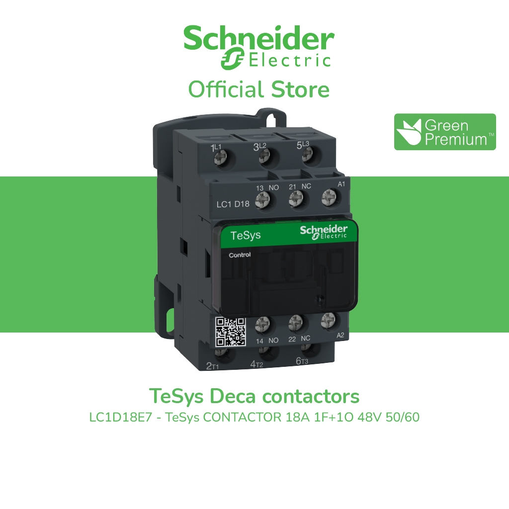 Schneider Electric Contactor, รุ่น Tesys Deca, 3P(3 NO), AC-3/AC-3e, 0 to 440V, 18A, 48VAC 50/60Hz coil