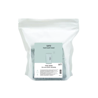 แพค 36 ซอง ทิชชู่เปียกแอลกอฮอล์ (ซองเขียว) มีน้ำหอม SATO Hand Wash Towel (Alcohol Wipe)