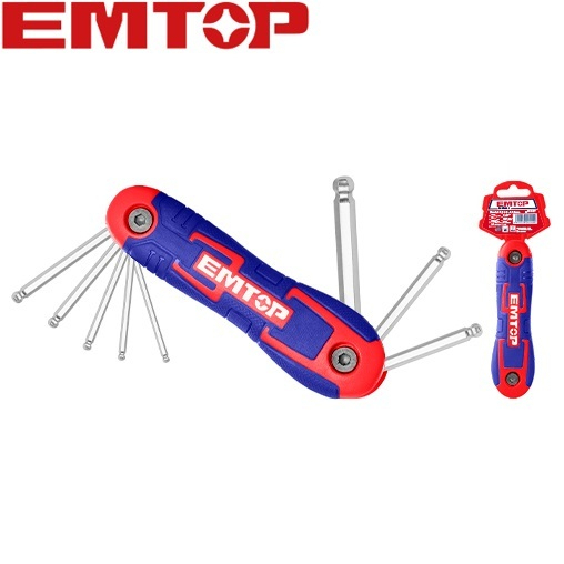 EMTOP ตลับกุญแจหกเหลี่ยมหัวบอล 8 ตัวชุด ขนาด 2-8 มิล รุ่น EHKY4082งานคุณภาพสูง*
