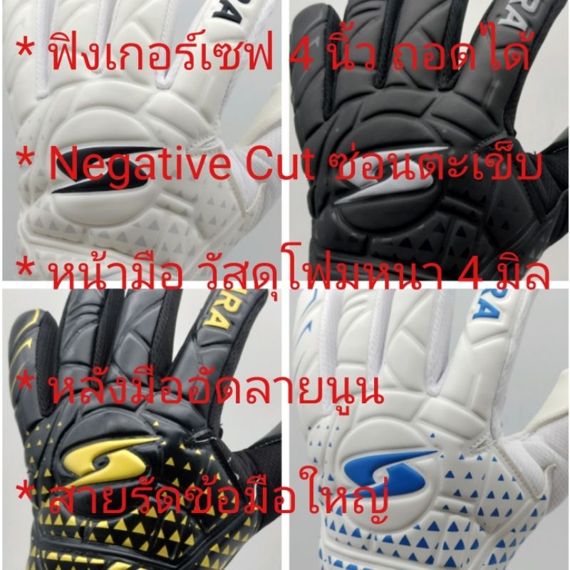 (HARAลิขสิทธิ์💯)ไซส์ 7-10 ถุงมือโกล์ เด็ก-ผู้ใหญ่/ถุงมือผู้รักษาประตู PRO WEB 2025 ฟิงเกอร์เซฟ 4 นิ้วถอดได้