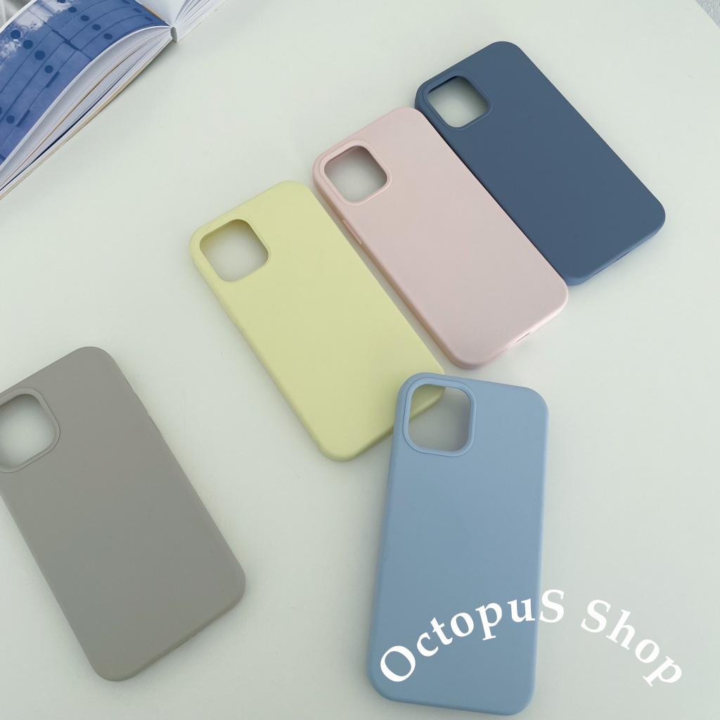 เคสสีพื้นพาสเทล กำมะหยี (สำหรับ 11-15 pro max ) เคสซิลิโคนสีล้วน ***พร้อมส่ง***
