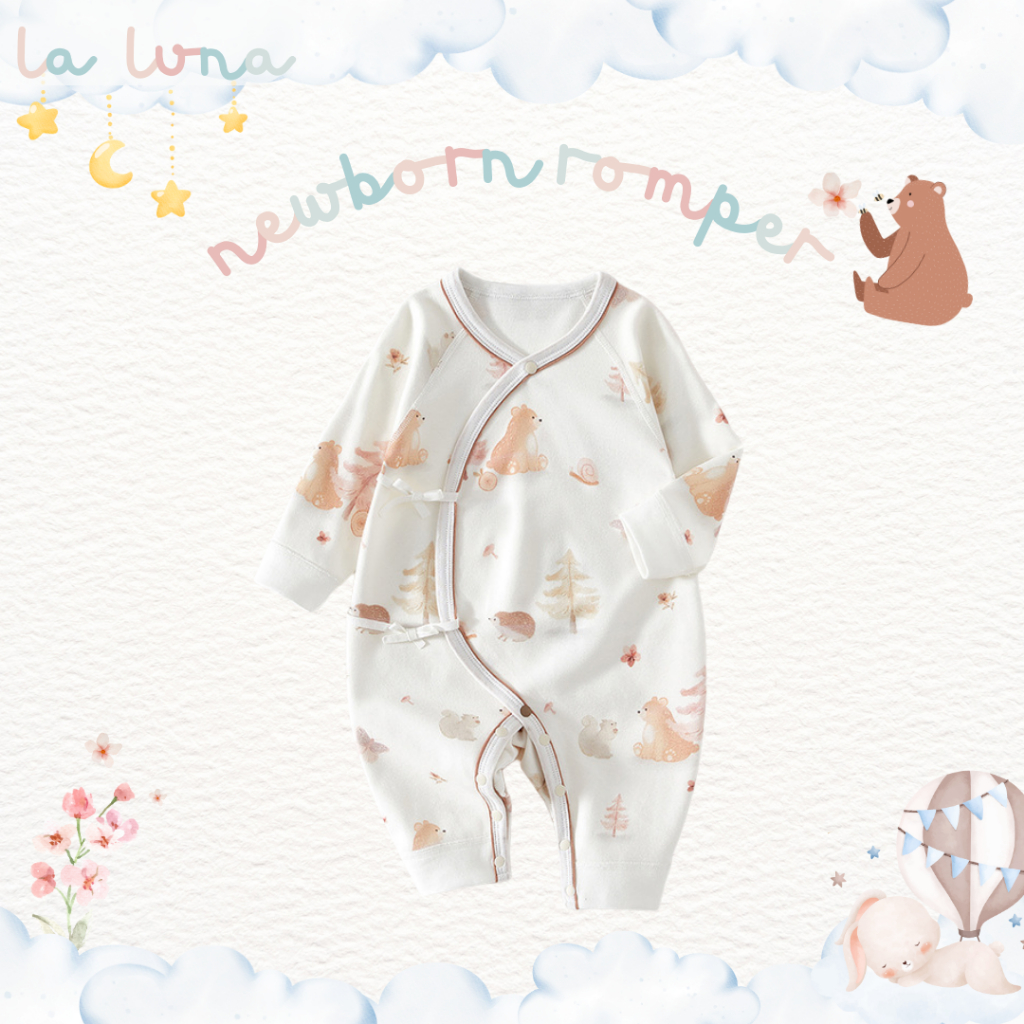 La Luna บอดี้สูทเด็กทารก รอมเปอร์ เด็กแรกเกิด 0-6 เดือน ผ้าฝ้ายเกรด A 100% (Baby Bodysuit/ Romper)