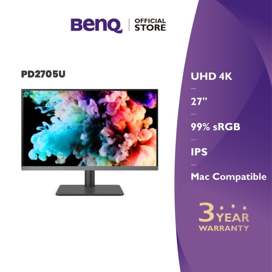 BenQ PD2705U 27นิ้ว 4K HDR10 IPS 99% sRGB USB-C Mac-Ready Designer Monitor (จอคอมงานกราฟฟิค)