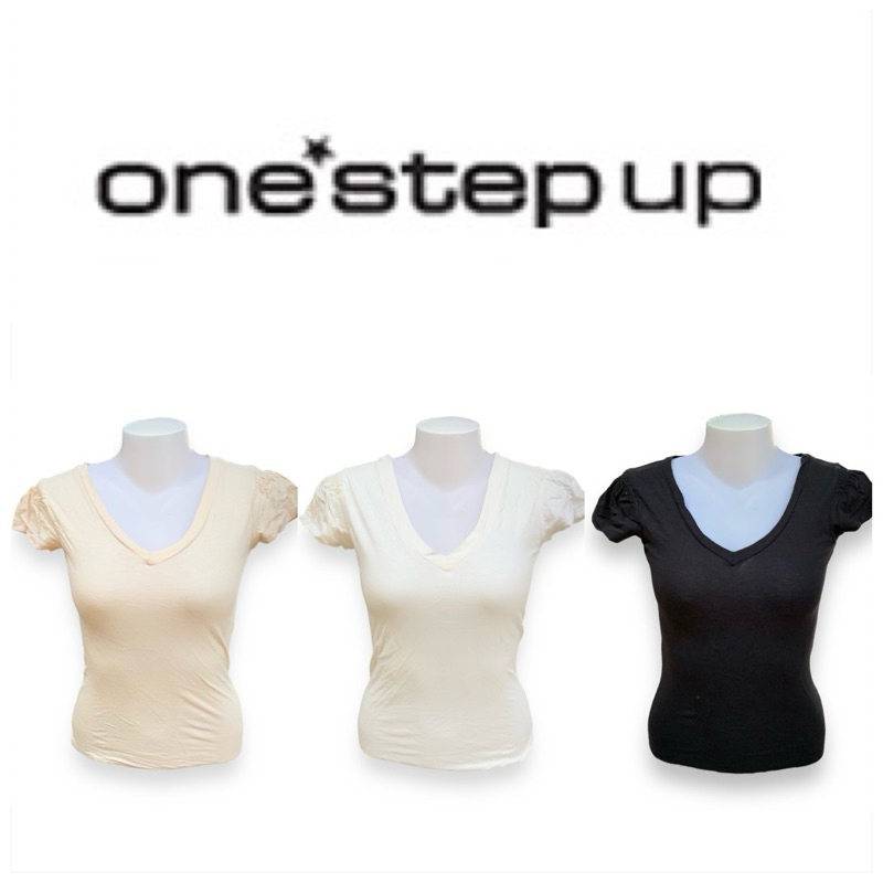 เสื้อคอวี ผู้หญิง (XX68-A) one-step up ล้างสต๊อก เสื้อรัดรูป แขนสั้น [🔥พร้อมส่ง🔥]
