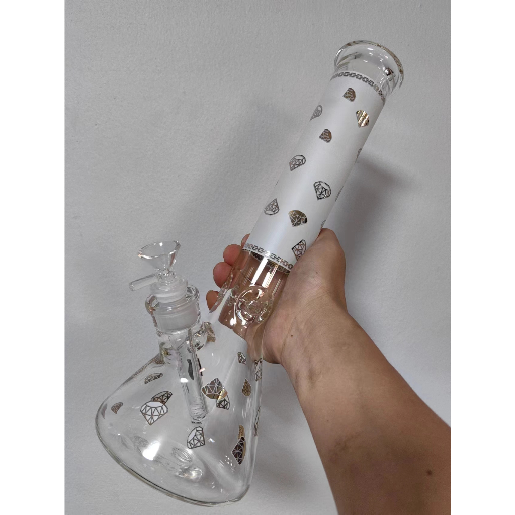 บ้องแก้วใหญ่ 35CM หลอดแก้ว 14CM หนา 7MM พร้อมส่งจากไทย อุปกรณ์ครบชุด สายเขียว