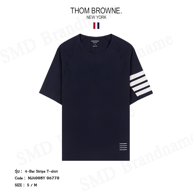 Thom Browne เสื้อยืดคอกลม รุ่น 4-Bar Stripe T-shirt Code: MJA008Y 06770