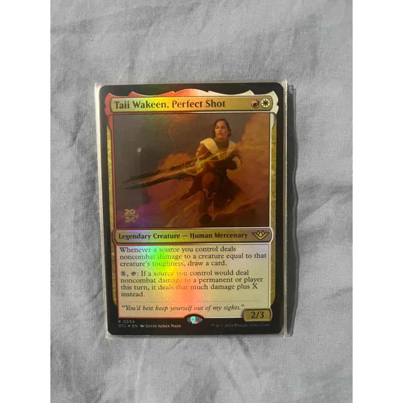 การ์ด MTG Taii Wakeen, Perfect Shot Foil Magic the Gathering EDH รุ่น OTJ สภาพ Nm