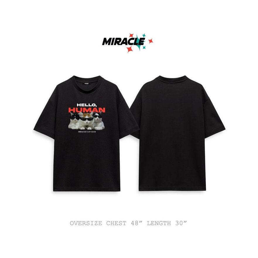 MIRACLE | เสื้อยืด Oversize อก48”ผ้า Cotton Heavy Premium ลาย Cat human - 379
