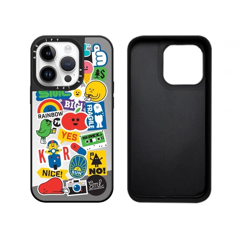 case เคสกระจก ขอบดำ ขอบนิ่ม for iPhone11-12-13-14-15-Pro-max OPPO A15 A18 A53 A54 A58 RENO11 SAMSUNG VIVO Y20 Y17S Y12