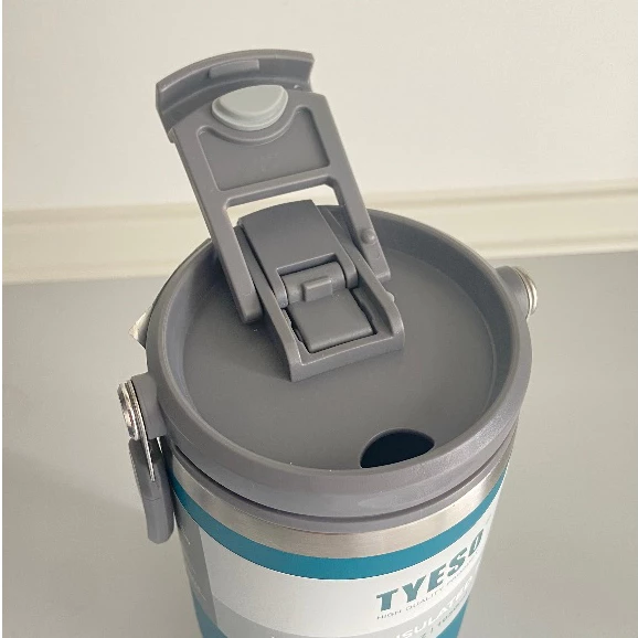 TYESO แก้วสแตนเลสของแท้ เก็บอุณหภูมิร้อนและเย็น มีหูหิ้วมีหลอด 600/750/900ml, 1050ml, 1200ml thumbnail 5