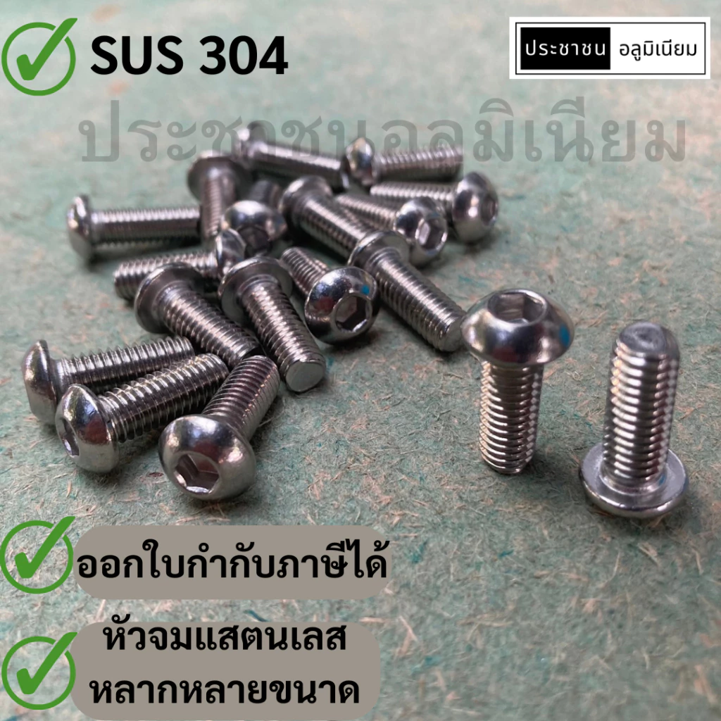 น็อตหัวจมกลม SUS304 - Pack 10 สกรูแสตนเลส