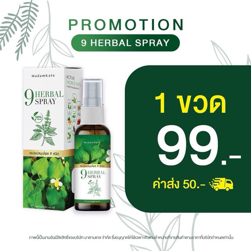 สเปรย์สมุนไพร 9 Herbal Spray ขนาด 40 ml.