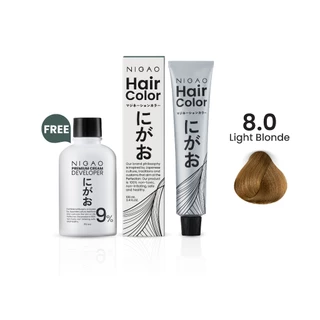 [ฟรี Developer] NIGAO Hair Color Natural 8.0 Light Blonde | นิกาโอะ ครีมเปลี่ยนสีผม สีย้อมผม สีบลอนด์อ่อน 100 mL