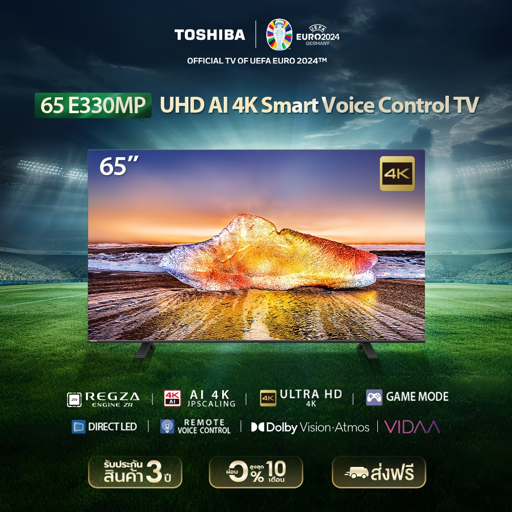Toshiba TV 65E330MP ทีวี 65 นิ้ว 4K Ultra HD Wi-Fi HDR10 Voice Control Smart TV