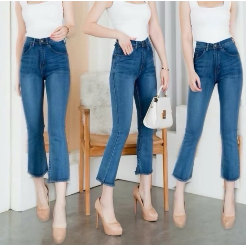 (Z03) กางเกงยีนส์ผ้ายืด ทรงขาม้าเต่อ กระชับพอดี