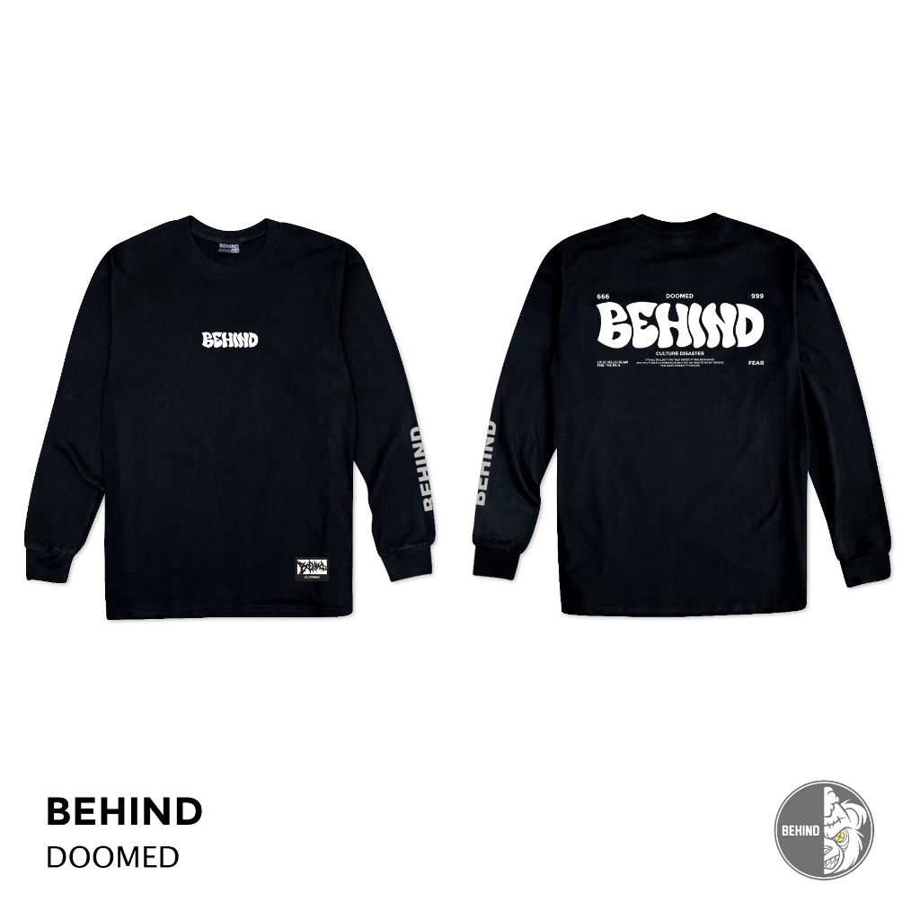 BEHIND เสื้อยืด แขนยาว “ DOOMED “  แนวสตรีท เสื้อยืดชาย หญิง