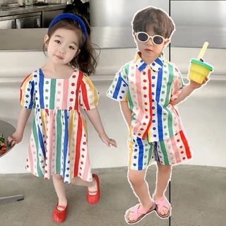 Beryl kids🌸ชุดเซ็ทเด็ก แฟชั่น🎀สไตล์ใหม่สำหรับเด็กชายและเด็กหญิง กระโปรงน่ารัก เสื้อฮาวาย กางเกงชายหาด ใส่สบาย ฤดูร้อน