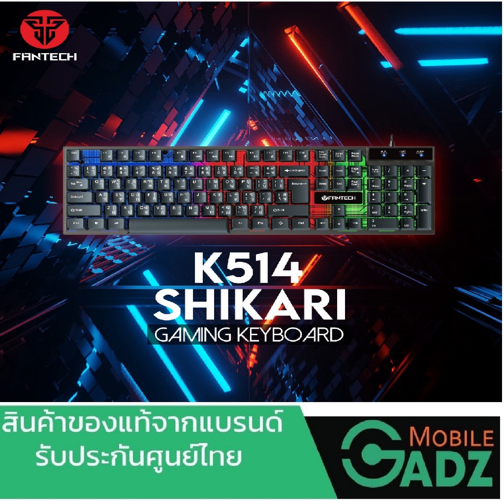 GAMING KEYBOARD คีย์บอร์ดสำหรับเกมส์เมอร์ FANTECH K514 Semi Mechanical มีไฟ RGB