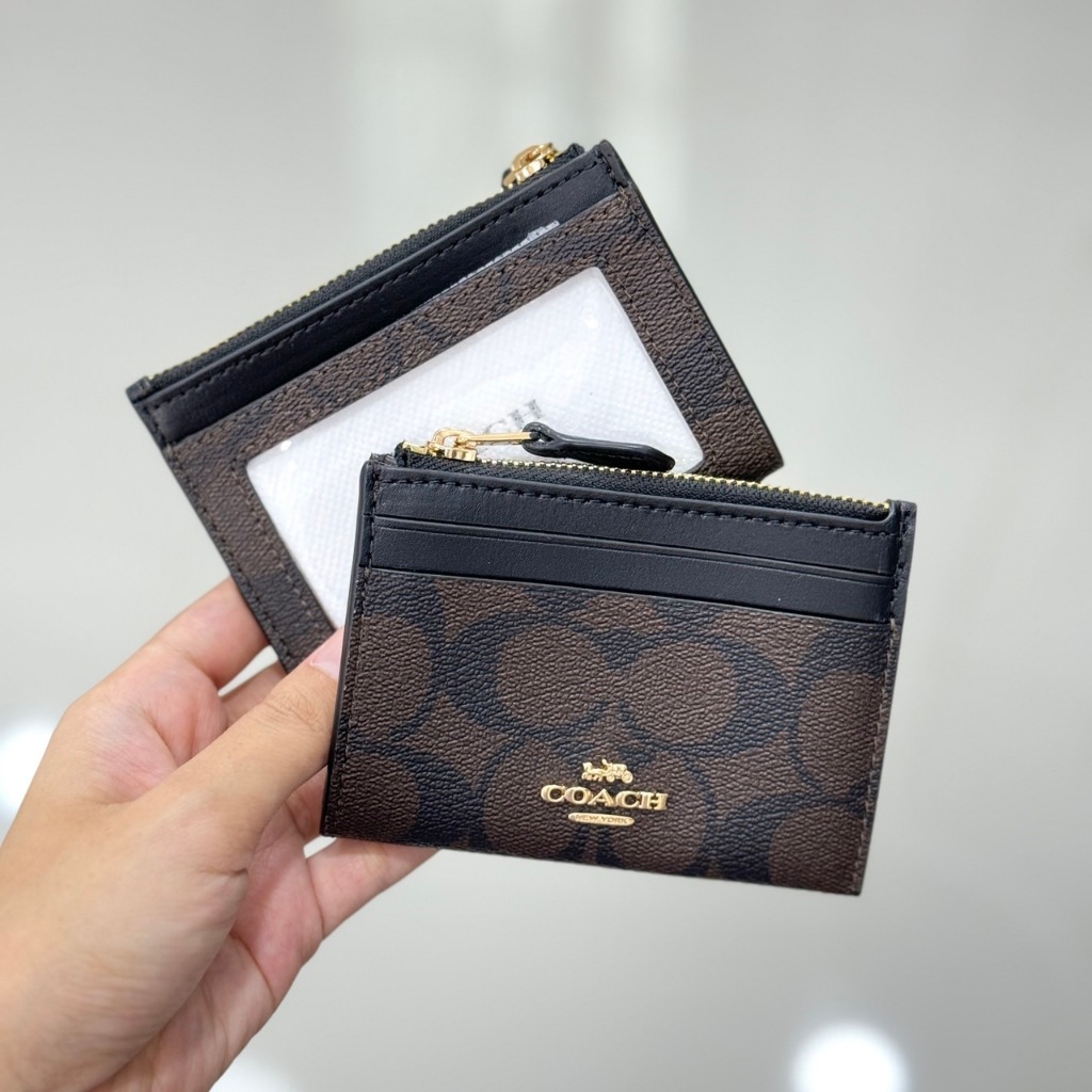 Coach MINI SKINNY ID CASE IN SIGNATURE CANVAS (พวงกุญแจ ใส่บัตร)