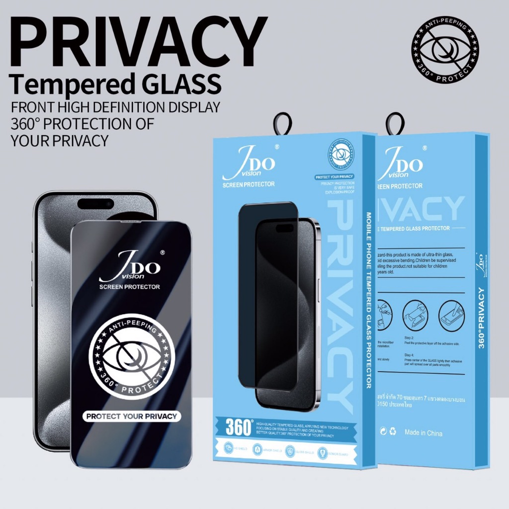 ฟิล์มกันมอง 360° แบบด้าน FOR iphone11 XS MAX 11PROMAX 12 PRO 12PROMAX 13 14 PRO 15 Jdo Film ฟิล์มป้องกันการมองทุกรอบ