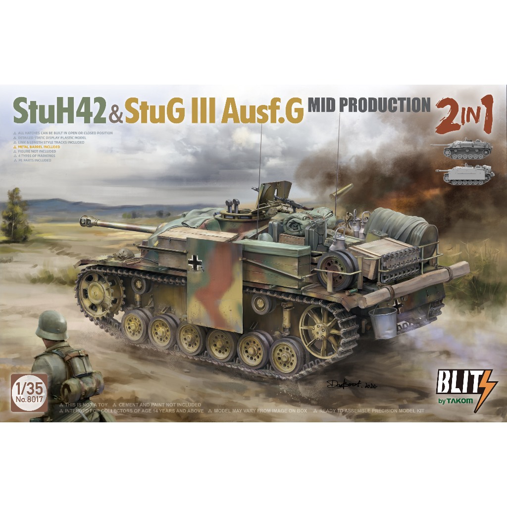 พลาสติก โมเดล ประกอบ TAKOM BLITZ สเกล 1/35 StuH42&StuG III Ausf.G Mid Prodution 2 in 1 (8017)