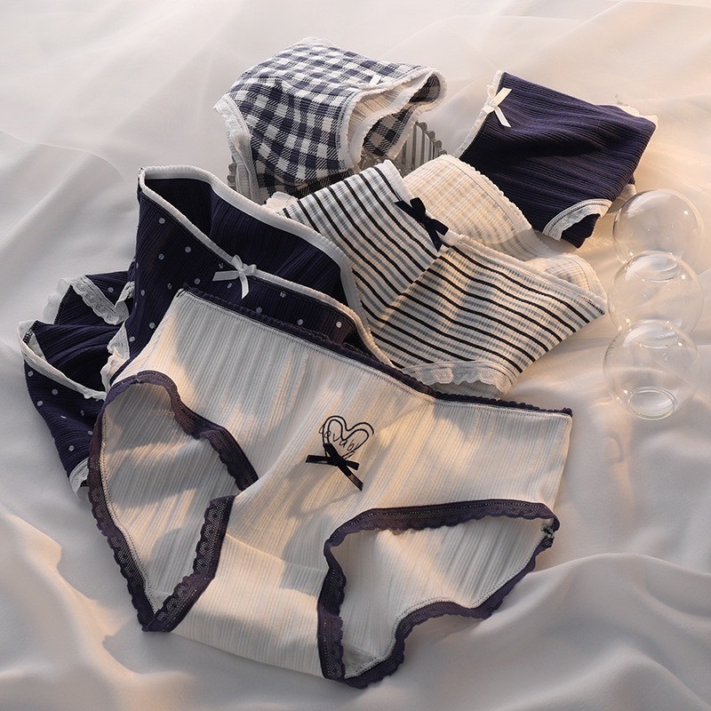 E77 กางเกงในน่ารัก เซ็ตสีน้ำเงิน ใส่สบาย มีหลายลาย พร้อมส่ง