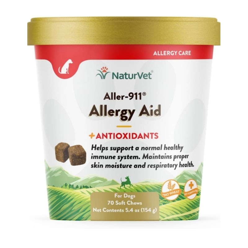 Aller-911 Allergy Aid อาหารเสริมสุนัข เสริมภูมิ ฟื้นฟูผิวหนัง ขน สกัดธรรมชาติ (ชิ้นเหมือนขนม)