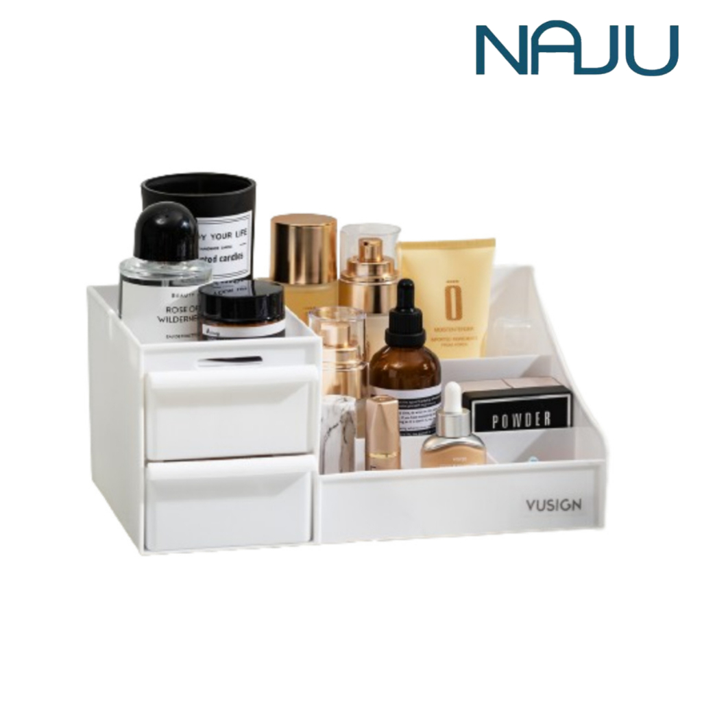 Naju ชั้นวางของมีลิ้นชัก เก็บเครื่องสำอางค์ ขวดน้ำหอม สายหูฟัง กล่องใส่เครื่องเขียน วางโต๊ะเครื่องแป้ง Storage shelf