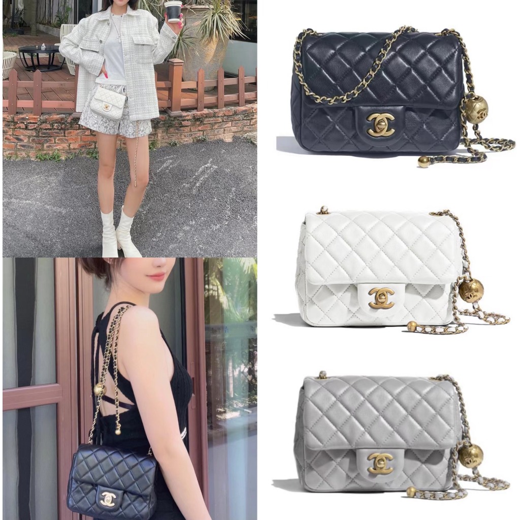 Chanel/Golden Pearl/ฝางแป้ง/กระเป๋าสะพาย/กระเป๋าโซ่/แท้ 100%