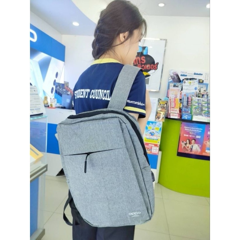 กระเป๋าเป้ Oppo สีเทา เนื้อผ้าหนา ทรงสวย กันน้ำ - รูปที่ 2