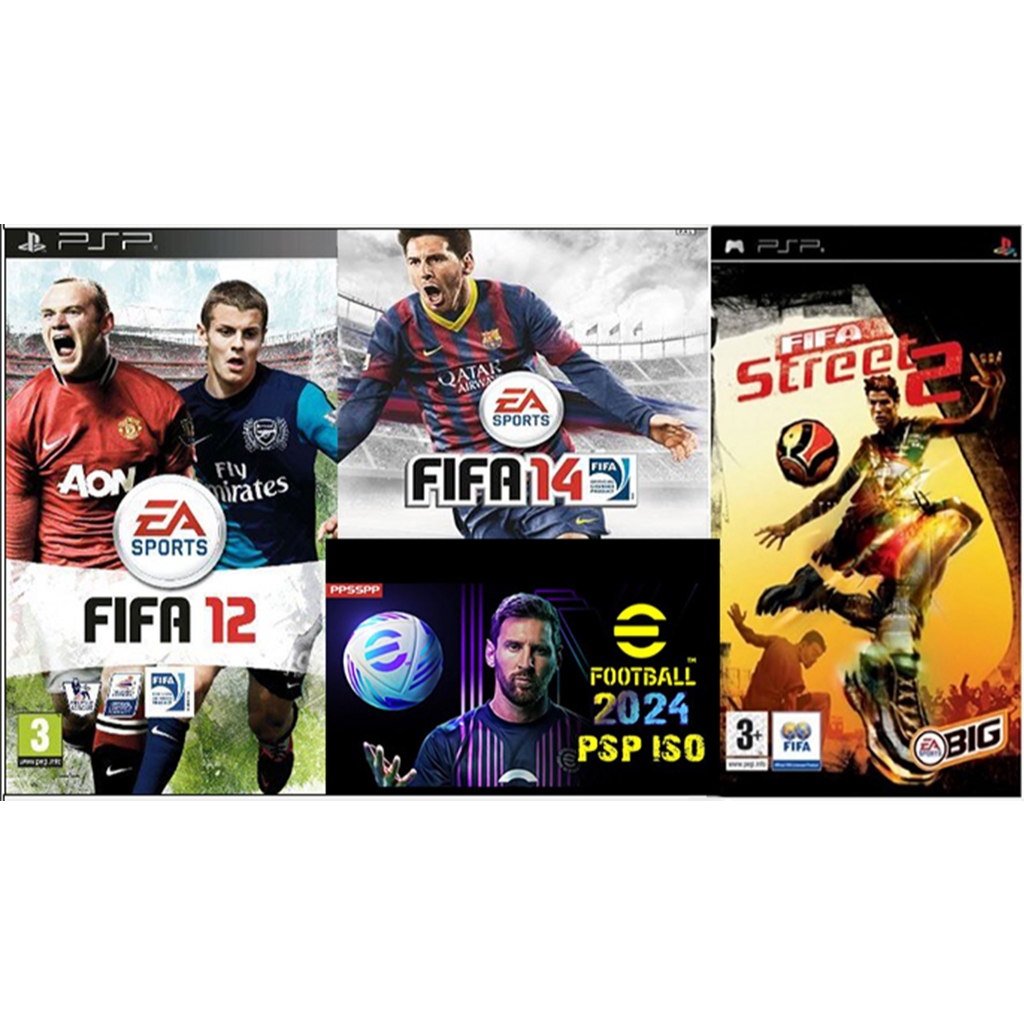 เกมpsp FIFA 12  FIFA 14  pes2024 FIFASTREET2ได้4เกม พร้อมส่ง