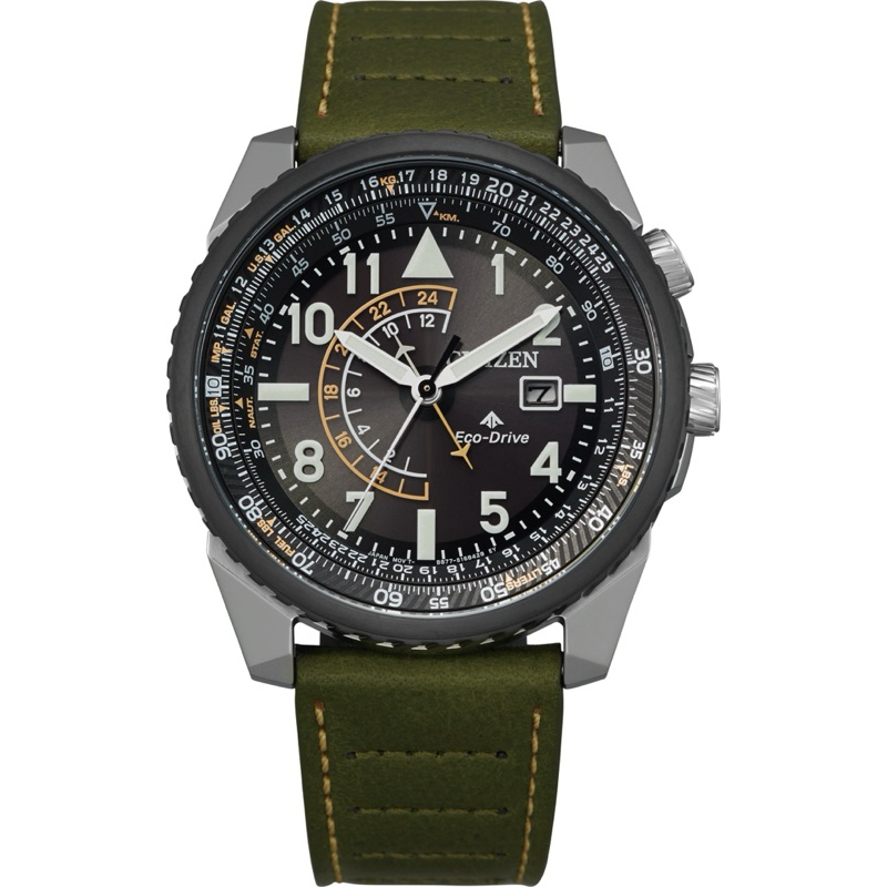 นาฬิกาข้อมือ Citizen Promaster Nighthawk Black Dial Leather Strap Eco-Drive Diver's 200M BJ7138-04E