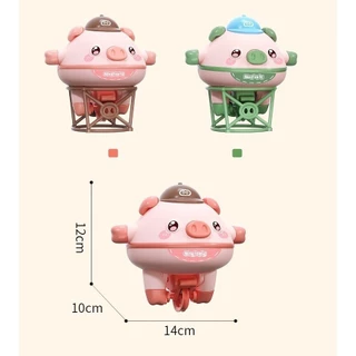 ของเล่นเด็ก ลูกข่างหมูน้อยไฟฟ้าหมุนไจโรสโคปไฟฟ้าสมดุล สีชมพู สีเขียว สมดุลการเดิน แบบหมุนได้ เพื่อการเรียนรู้สำหรับเด็ก