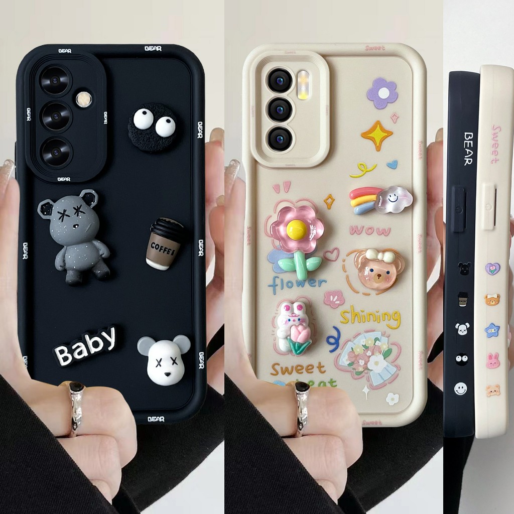 เคสการ์ตูนนูน3D ขอบข้างมีลาย Samsung A05S OPPO A18 A57 A77S A38 A15 RENO11 VIVO Y12 Y17S Y21 Y20 for