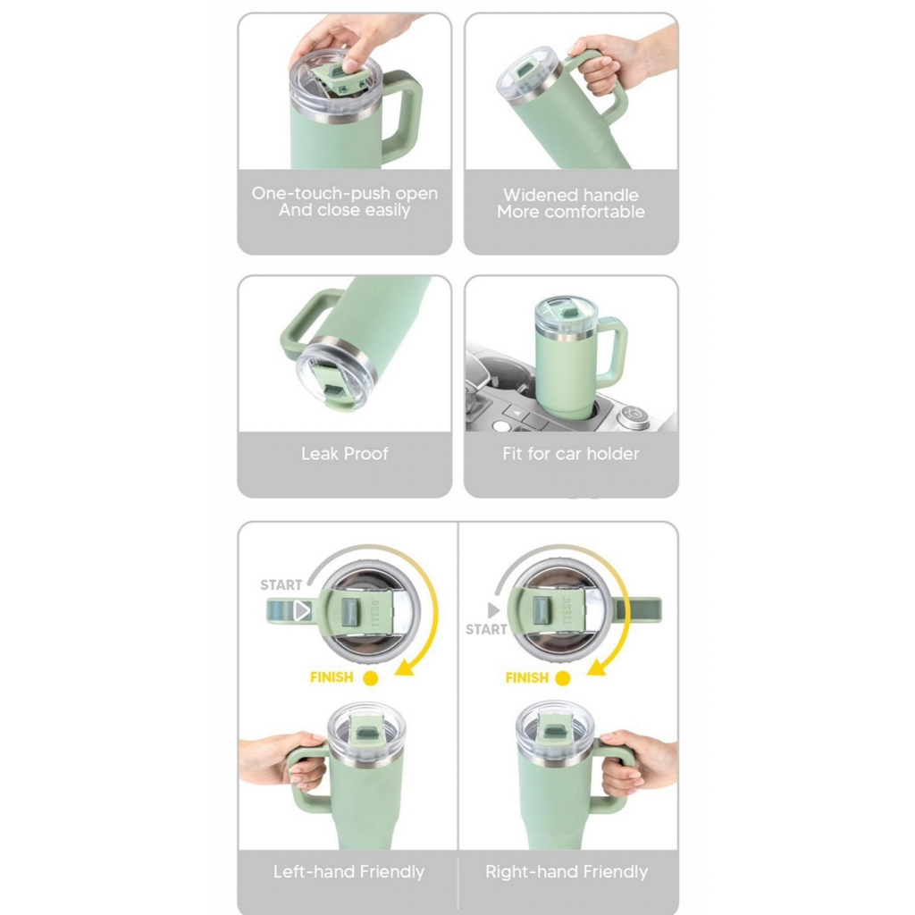 แก้วน้ำเก็บอุณหภูมิ Tyeso สแตนเลสแท้ ใส่ได้ทั้งน้ำร้อนและน้ำเย็น เก็บอุณหภูมิได้นาน มีหลอดดูดน้ำให้ - รูปที่ 2