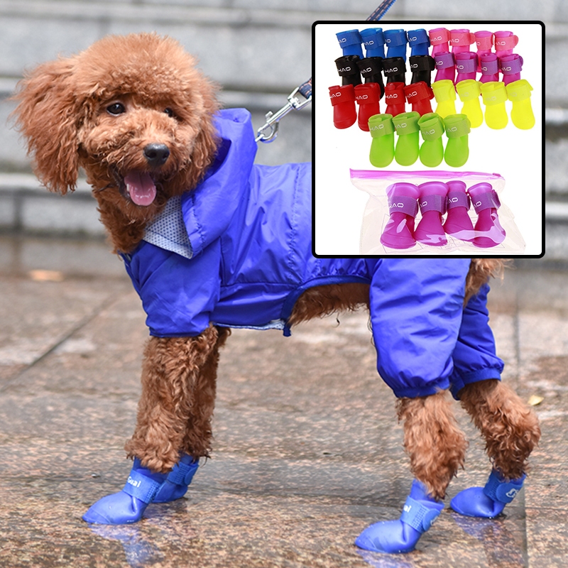 รองเท้าสัตว์เลี้ยง องเท้าสุนัข หมา ซิลิโคน รองเท้าแมว กันน้ำ กันฝน กันลื่น ยางซิลิโคนหนา