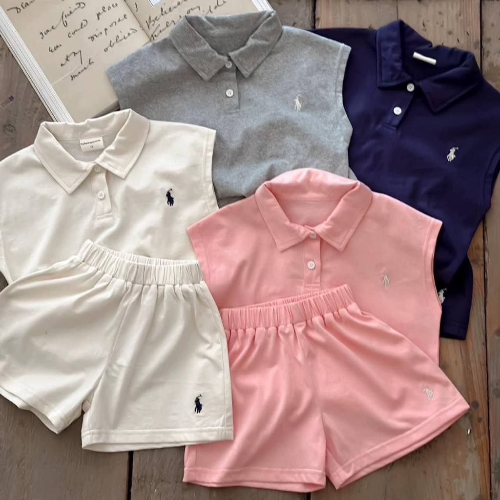 ชุดเซต POLO ใส่ได้ทั้งเด็กชายเด็กหญิง งานปักค่า No.235